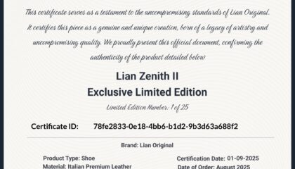 Lian Original Verification Certificate