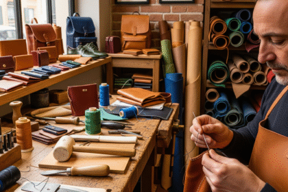 leather workspace for handmade leather products